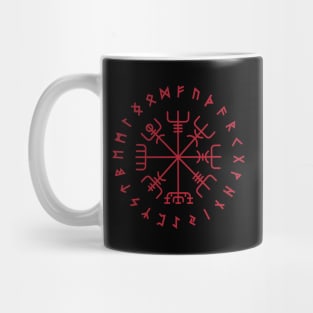 Norse Vegvisir Wayfinder Viking Compass Elder Futhark Runes Red Mug